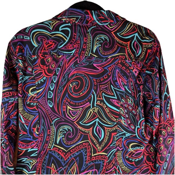 Chico's Jacket Large Size 2 Multi-Color Long Sleeve Button Front Travel Cotton - Picture 5 of 7